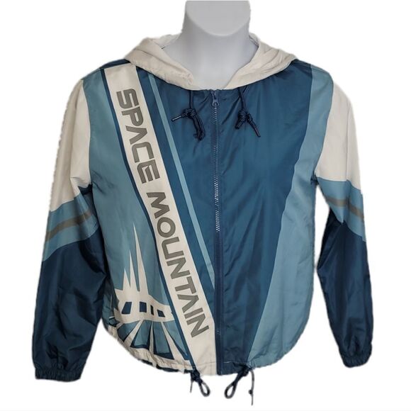DISNEY PARKS Space Mountain blue zip up windbreaker jacket S‎ - Picture 1 of 9